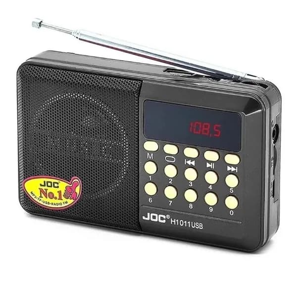 Радиоприемник Joc H1011BT аккумуляторный AUX/USB/microSD до 32Гб/Bluetooth, питание: от аккумулятора 18650 (в комплекте), черный