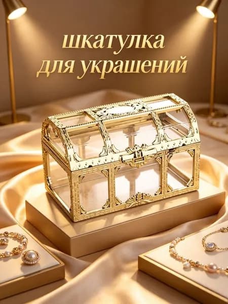 Кофр для хранения вещей с крышкой золотой