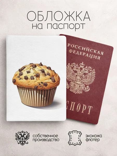 Обложка на паспорт Нарисованные тортики шоколадный кекс