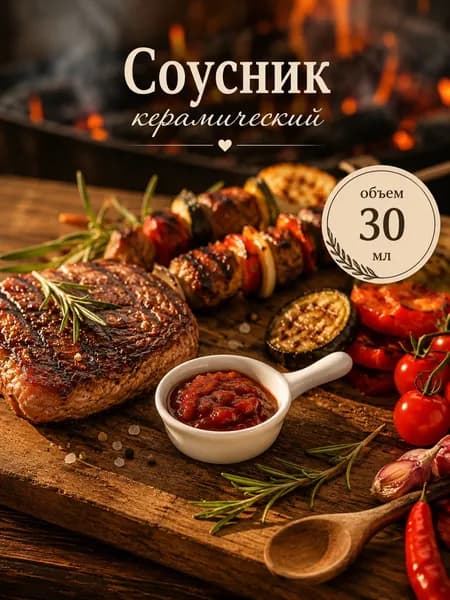 Соусник с ручкой Доляна "Классика", 30 мл, 10х6 см