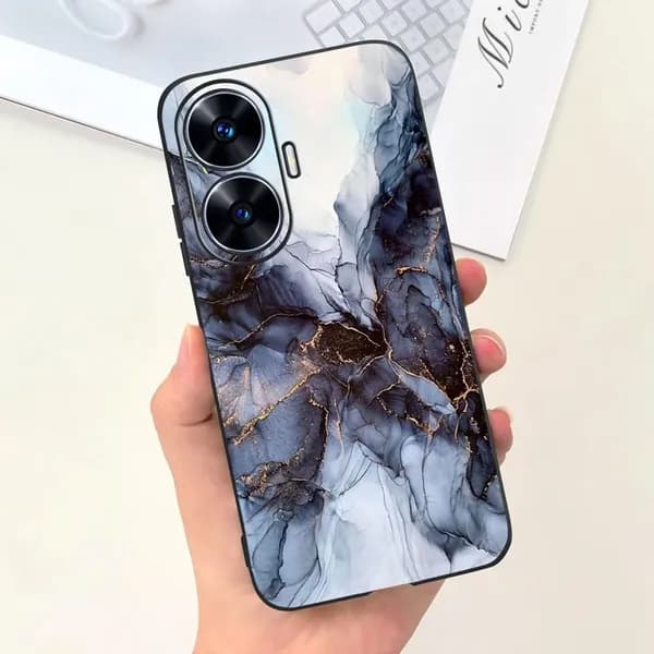 Чехол для Realme C55 / Реалми С55 / Narzo N55, Мягкий матовый силикон, Сейсмостойкость, Печать с рисунком
