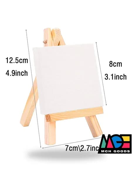 Набор мини-мольбертов с холстом, 10 шт, 8x8 см и 7.5x12.5 см, дерево
