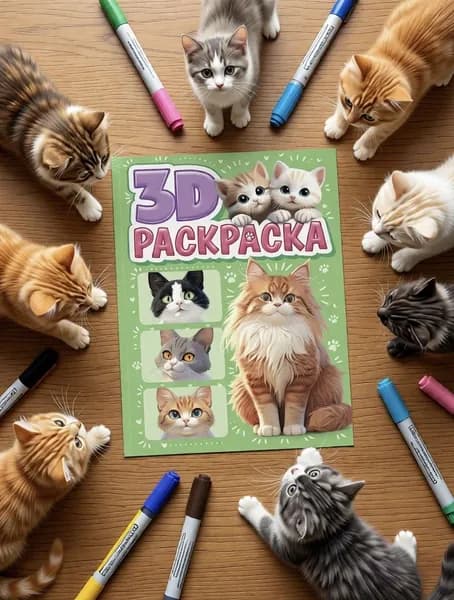 Раскраска "3D раскраска. Котики" А5 48 страниц