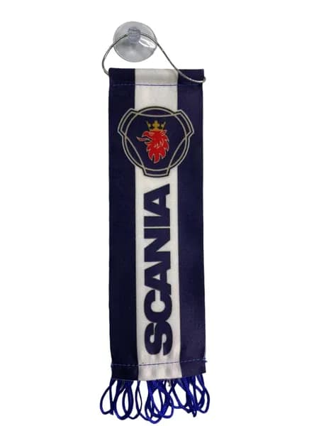 Вымпел SCANIA цвет синий 5.5 х 20 см на присоске с бахромой/ вымпел в машину