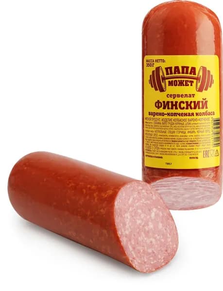 Колбаса копчено-вареная ПАПА МОЖЕТ Сервелат Финский, 350г 2 шт.