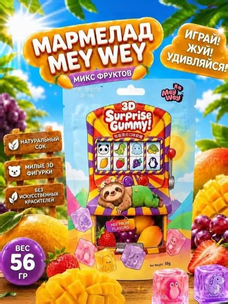 Мармелад Mey Wey 3D Surprise Фруктовый микс 56г