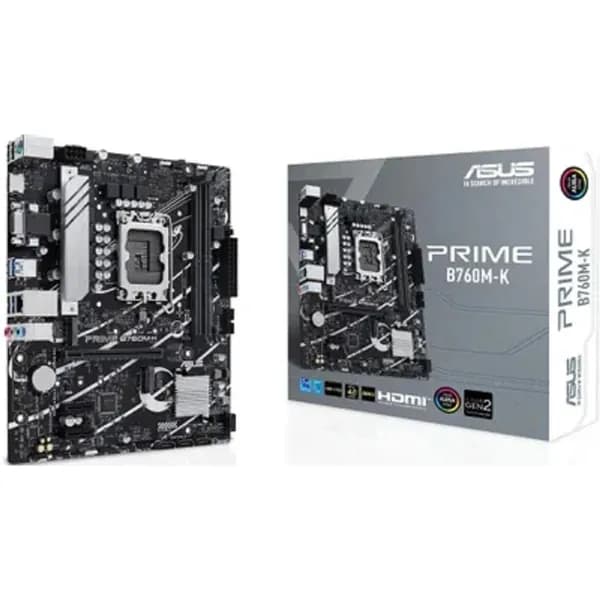 Материнская плата ASUS PRIME B760M-K, LGA1700, mATX, 2xDDR5, VGA, HDMI, 2xM.2, LAN 2.5Gb