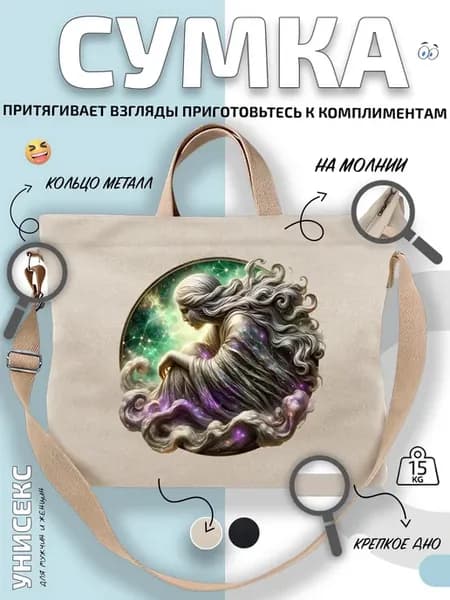 Сумка шоппер Женский образ в космосе