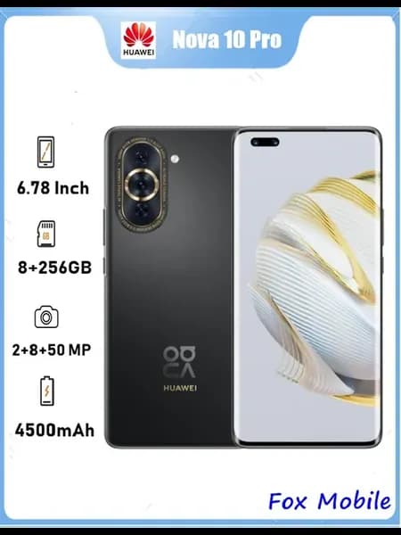 Huawei Nova 10 Pro Смартфон Global 8 256 ГБ Чёрный