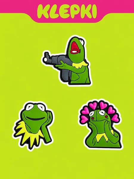KLEPKI Джибитсы "Кермит" для crocs, сабо, набор 3шт, джиббитсы для крокс