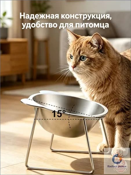 Бестселлер из нержавеющей стали 304, поилка для питомцев с высоким дном и защитой шеи