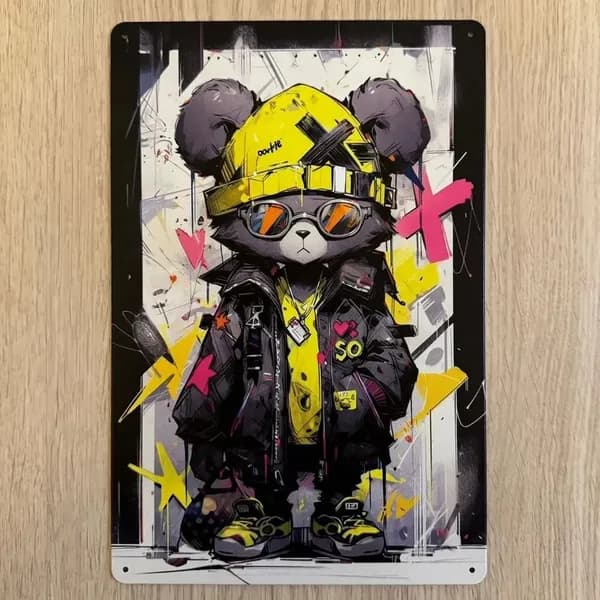 Табличка металлическая интерьерная Арт Медведь Медвежонок Bear