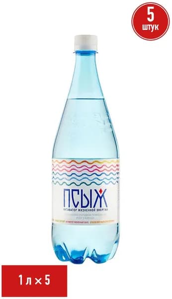 Вода минеральная Псыж газированная лечебно-столовая 1 л, набор: 5 штук