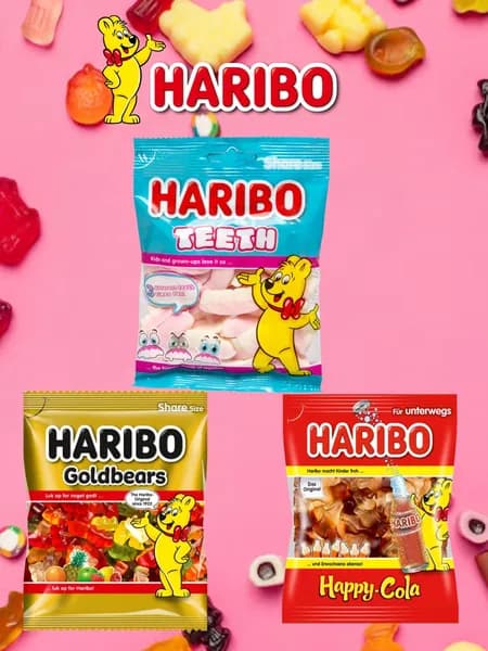 Жевательный мармелад Haribo 3 вкуса по 80г.