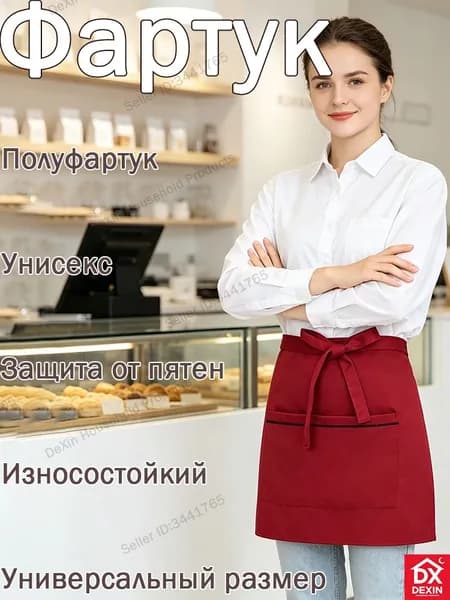 Короткий полуоблегающий фартук, грязезащитный, износостойкий, универсальный для дома и общепита Dexin