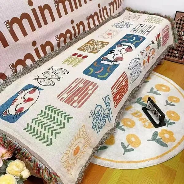 Плед двусторонний , Лён, 180 см х 90 см