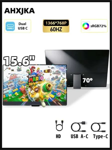 AHXJKA 15.6" Монитор (S156-768-P), TN, 1366x768 HD, 60 Гц, черный