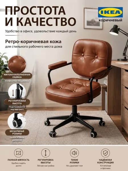 Ортопедический стул, Искусственная кожа, Коричневый, Черный