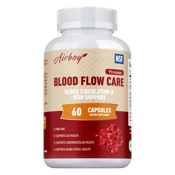 Биологически активная добавка Airboy Blood Flow Care поддерживает кровообращение, здоровье ног, функцию сосудов и сердечно-сосудистую систему.