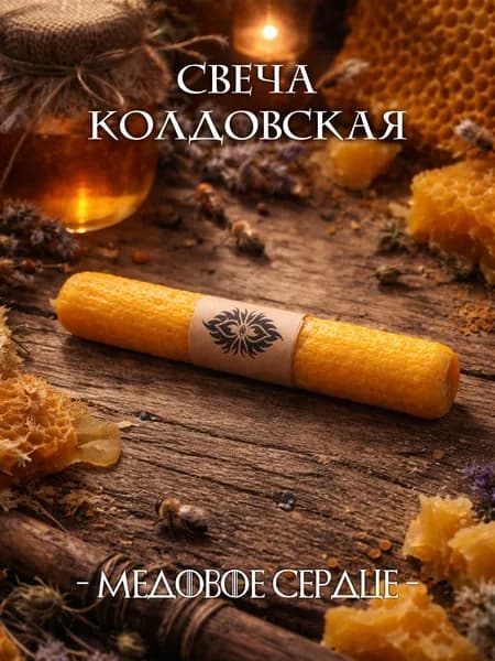 Колдовская свеча / медовое сердце / 100% пчелиный воск