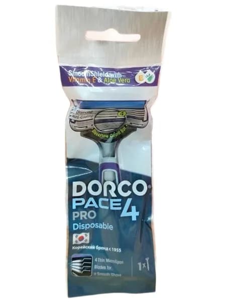 Dorco PACE 4 PRO Одноразовый бритвенный станок мужской 4-ех лезвийный с плавающей головкой