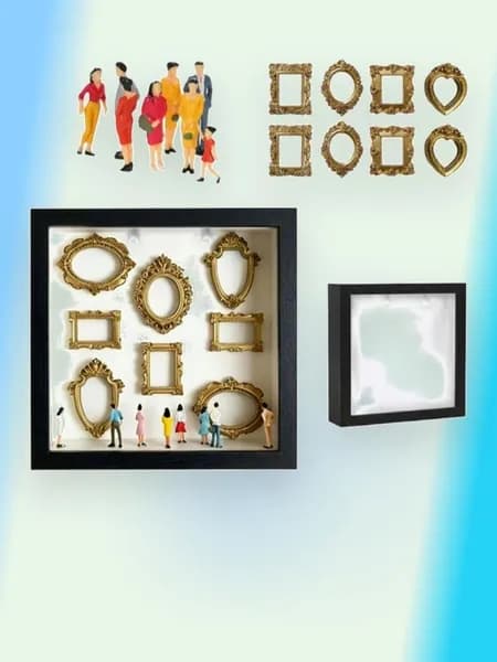 Миниатюрная фоторамка-теневой бокс DIY, черный со светлым