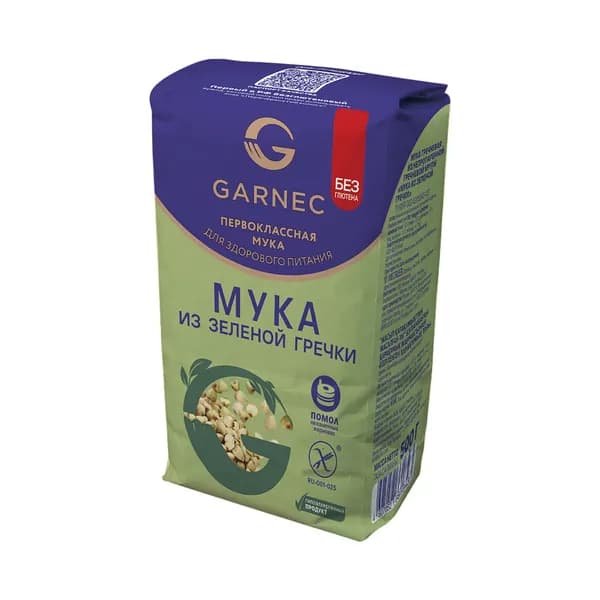 Мука Garnec гречневая из непропаренной крупы без глютена 500 г