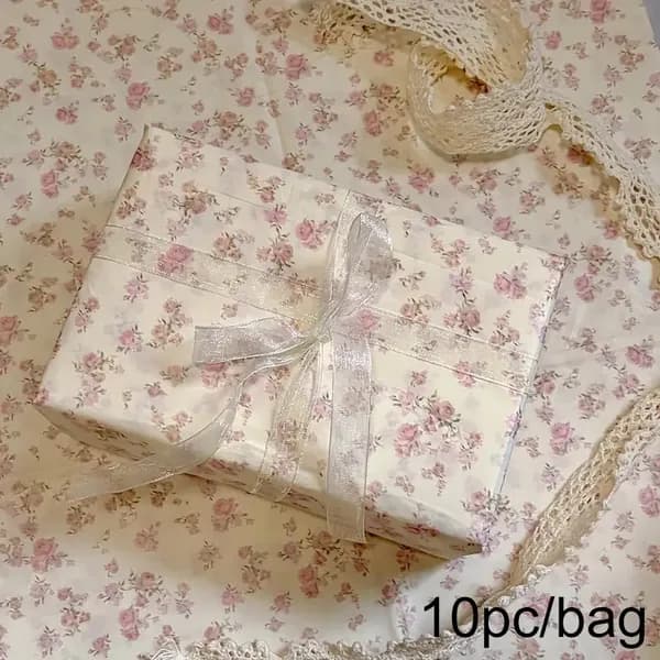 10 кусочков Сиднейской бумаги с бантом и цветочным узором,50*35 см, Бумага для упаковки букетов цветов и подарков