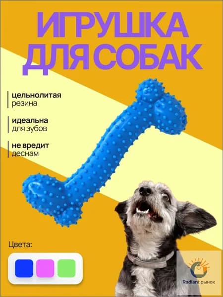 Игрушка для собак Mascube для грызения, из цельнолитой резины, PE54002 (Синяя)