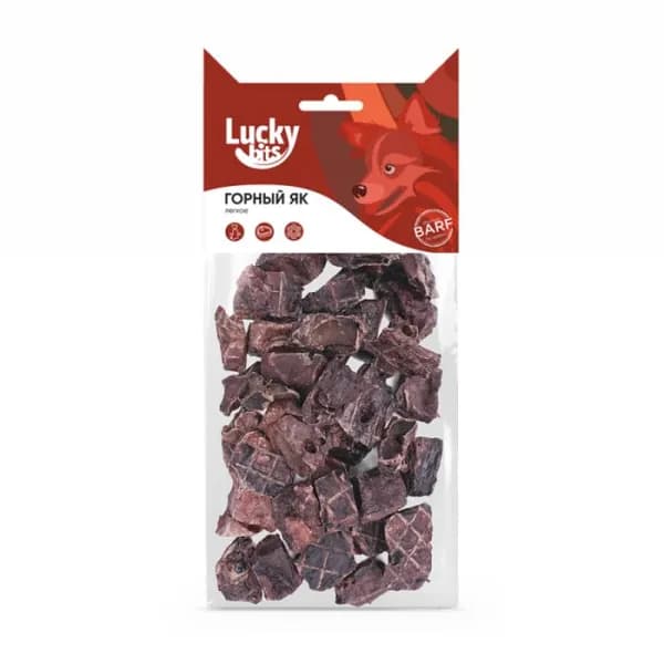 Лакомство для собак Lucky bits, горный як легкое, 40 г (Лаки битс)