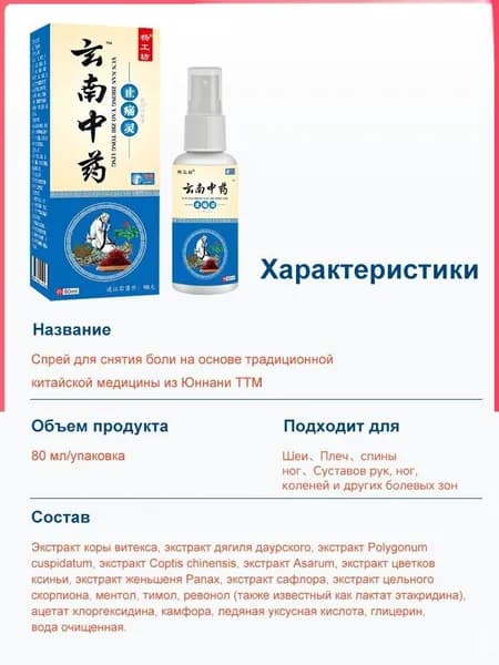Натуральный китайский обезболивающий спрей
