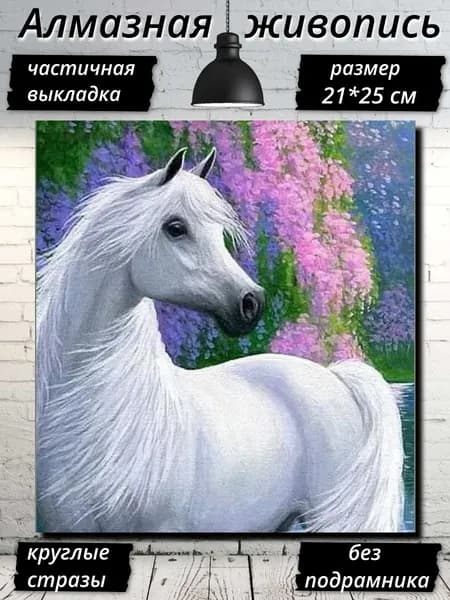 Алмазная живопись, на картоне, частичная выкладка, круглые стразы, 21х25см. AK5131