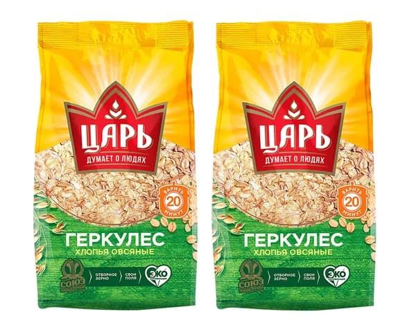 Хлопья Царь овсяные Геркулес 400г, 2 шт
