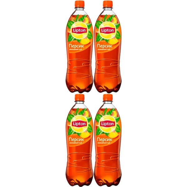 Холодный чай Lipton черный персик 1 л, набор: 4 штуки