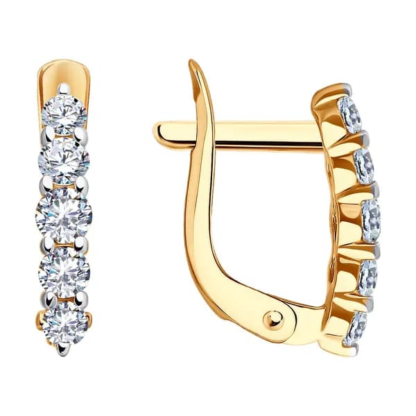 Золотые серьги DIAMANT-ONLINE с фианитом 585 пробы