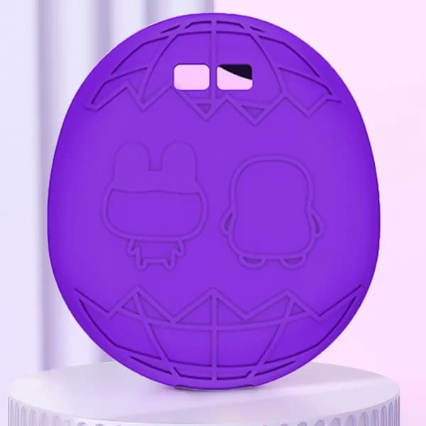 Силиконовый чехол 360 для Tamagotchi Uni, фиолетовый, с металлическим кольцом и шнурком
