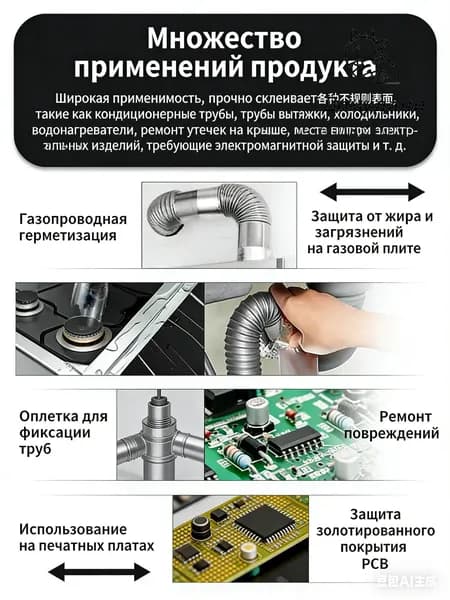 Термостойкий самоклеящийся комплект для ремонта утолщенной ленты из алюминиевой фольги