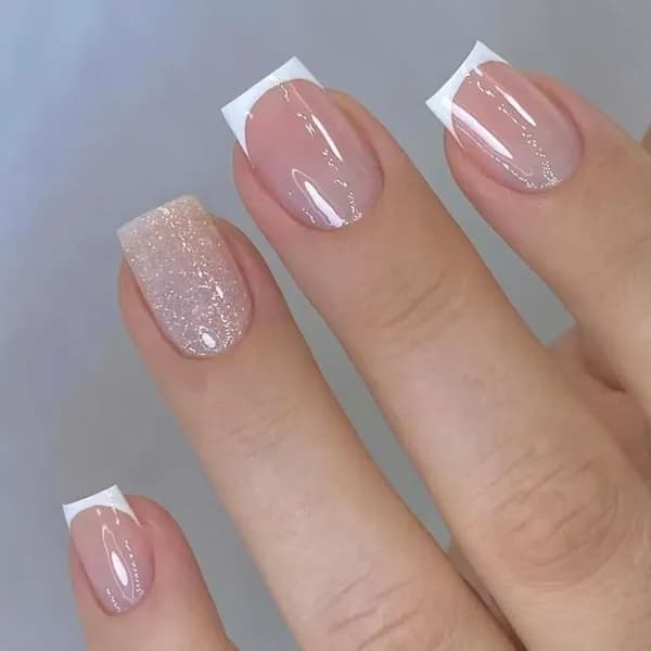 Короткие квадратные накладные ногти с блёстками, 24 шт.