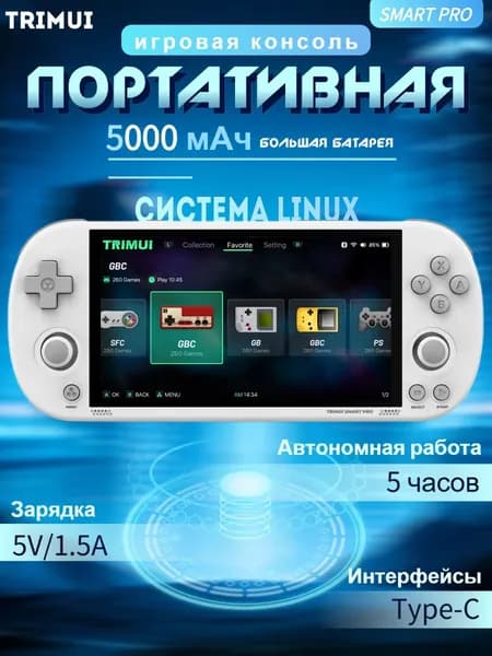 TRIMUI Smart Pro 4,96-дюймовый IPS-экран высокой четкости Система LINUX с открытым исходным кодом Портативная игровая консоль