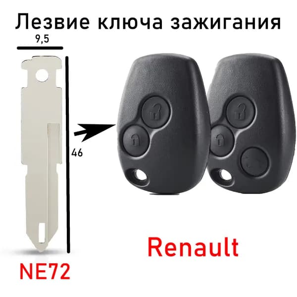 Лезвие ключа зажигания Renault, NE72