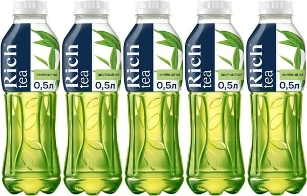 Холодный чай Rich зеленый 0,5 л, комплект: 5 бутылок по 0.5 л