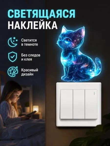 Наклейки на стену светящиеся в темноте на выключатель с кошками интерьерный декор для комнаты и дома