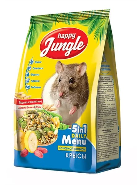 Корм для грызунов HAPPY JUNGLE для декоративных крыс (400 гр)