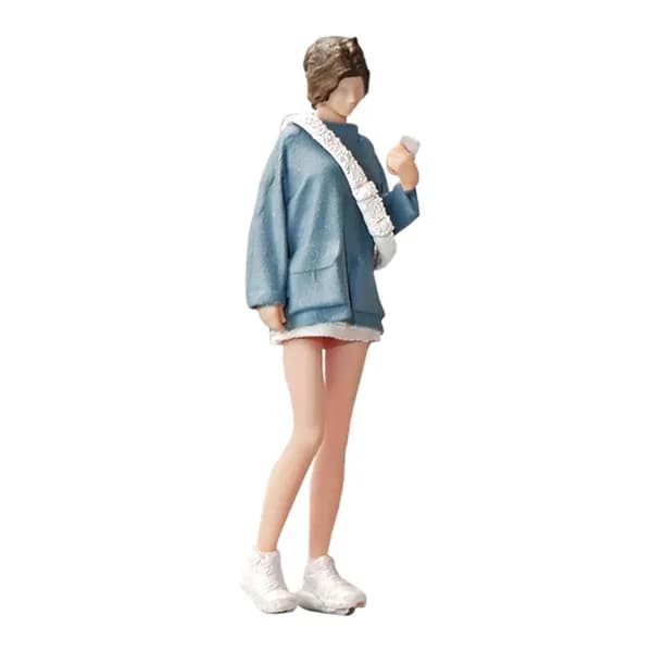Миниатюрная фигурка девушки, 1:64, для диорам, с сумочкой, из смолы, для декора рабочего стола
