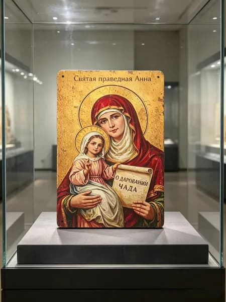 Икона под старину на холсте "Божия Матерь Утоли мои печали", 14*20 см