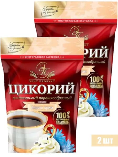 Элит Продукт Цикорий растворимый со вкусом Айриш Крим, натуральные витамины и микроэлементы, 100 г. (2 уп.)