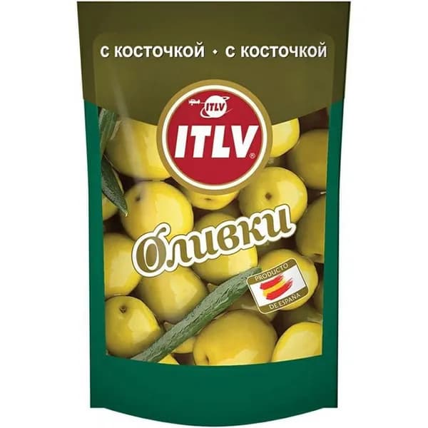 Оливки ITLV зеленые с косточками 195 г