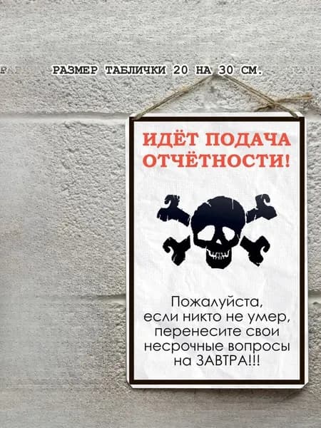 Отчет в процессе подготовки, плакаты на стене, металлические вывески
