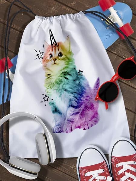 Мешок для сменной обуви Котики (кот, котик, cat, kawaii, cute) - 2422
