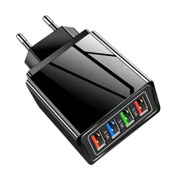 Зарядное устройство для телефона с 4 USB-портами,Стандарты ЕС,Подходит для мобильных телефонов и планшетов.
